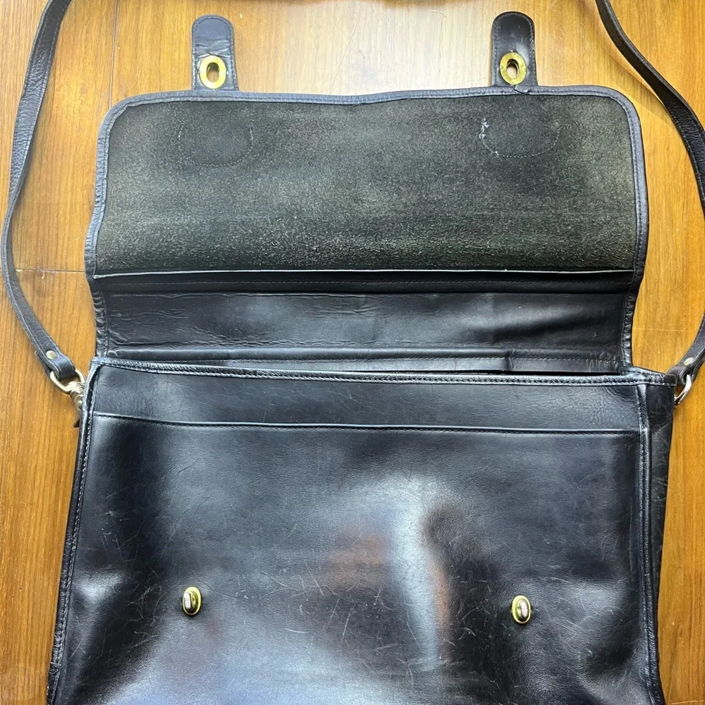Vintage 1986 Coach Diplomat Attache Black Leather Briefcase Messenger Bag USA
